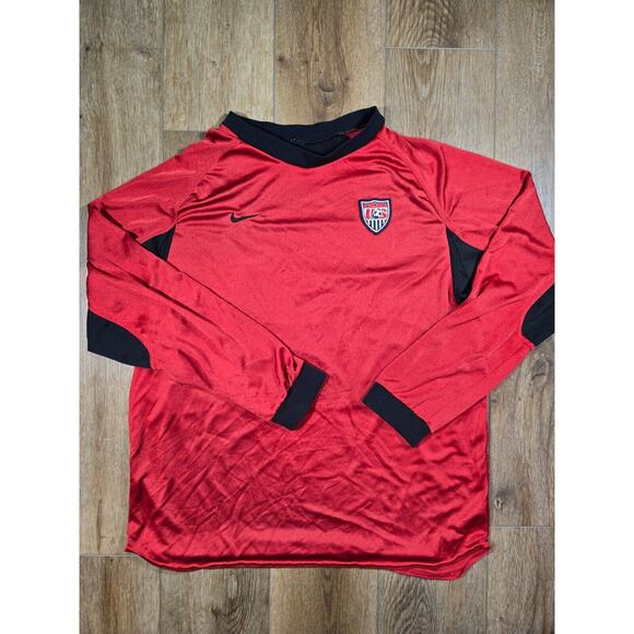 Nike Dri-Fit Team USA Soccer Track Shirt Mens XL Red Long Sleeve Rare Vintage - Picture 1 of 8